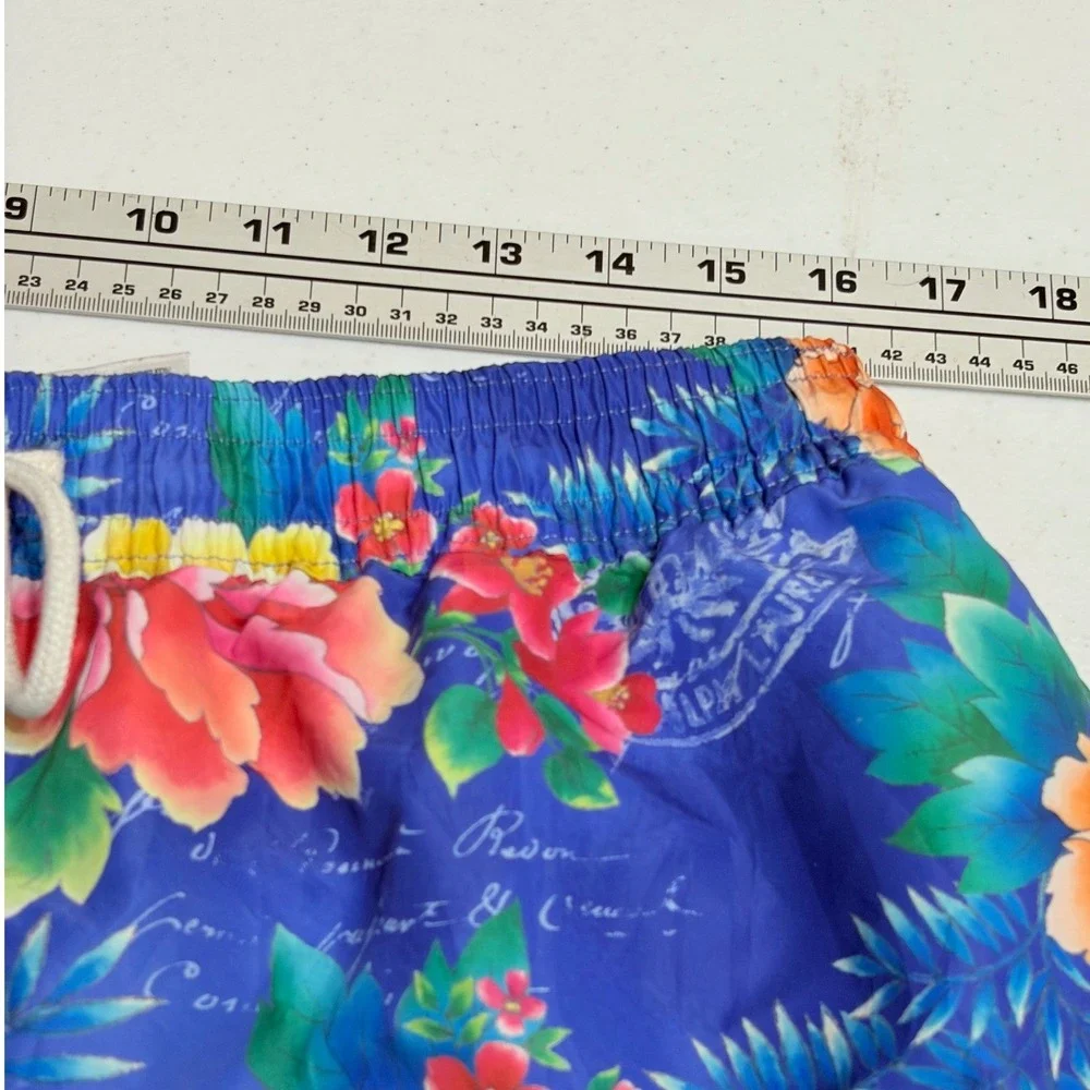 Polo Ralph Lauren Swim Trunks XL‎ Blue Floral Tropical Mens Drawstring Excellent